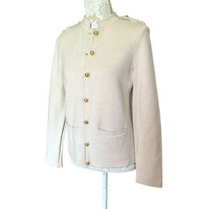 Talbots Beige Cardigan with Gold Accents